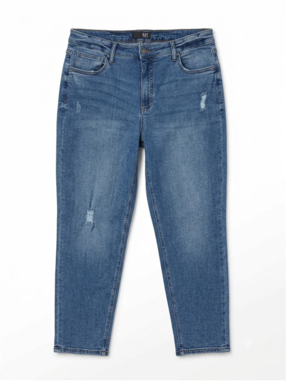 KUT From The Kloth Boyfriend Jeans Medium Wash Distressed Denim Plus 16W